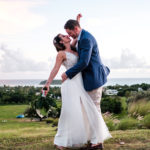 bride groom kiss ocean