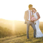 sunset wedding couple